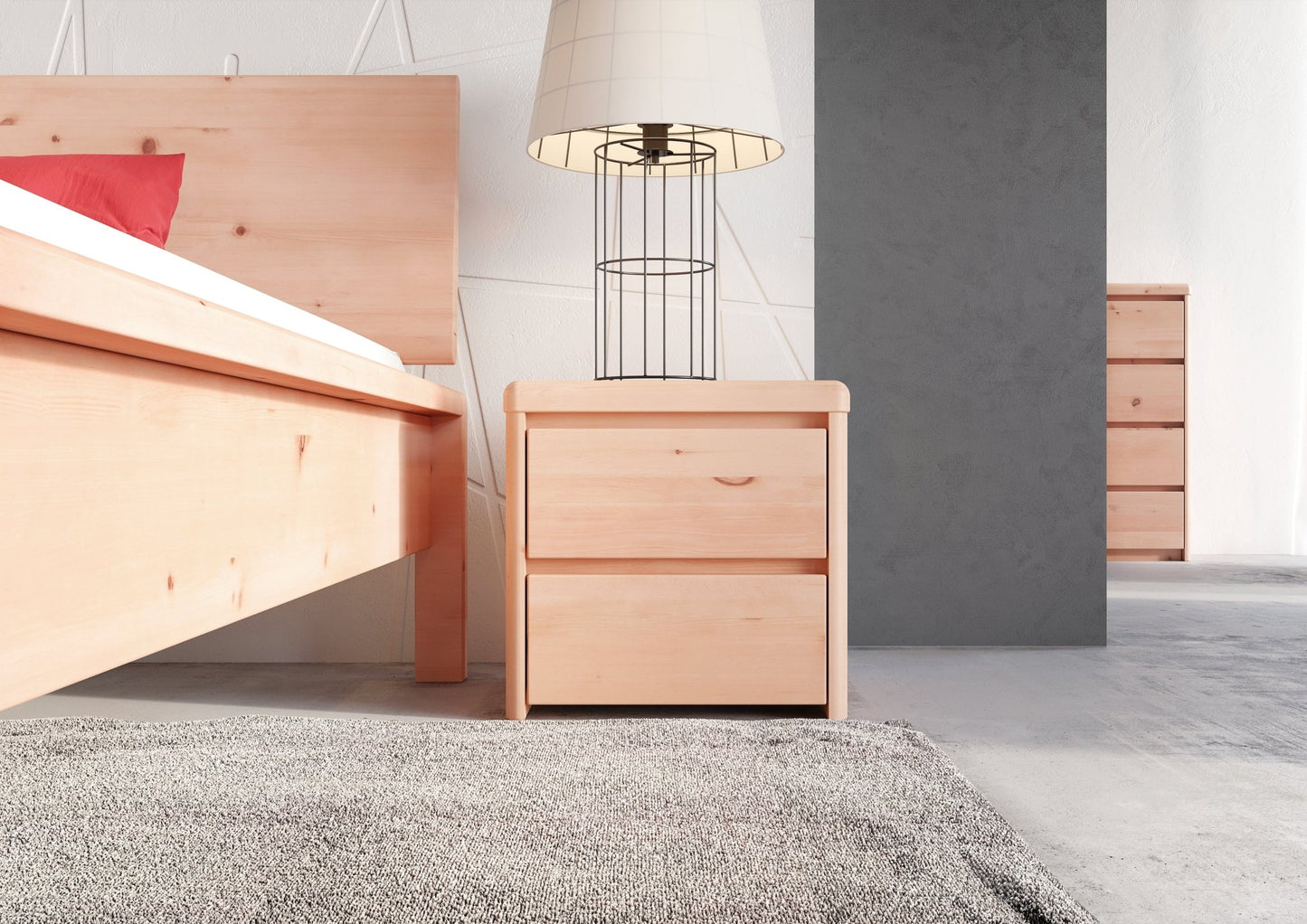 Nachttisch Köln aus Zirbenholz mit 2 Schubladen