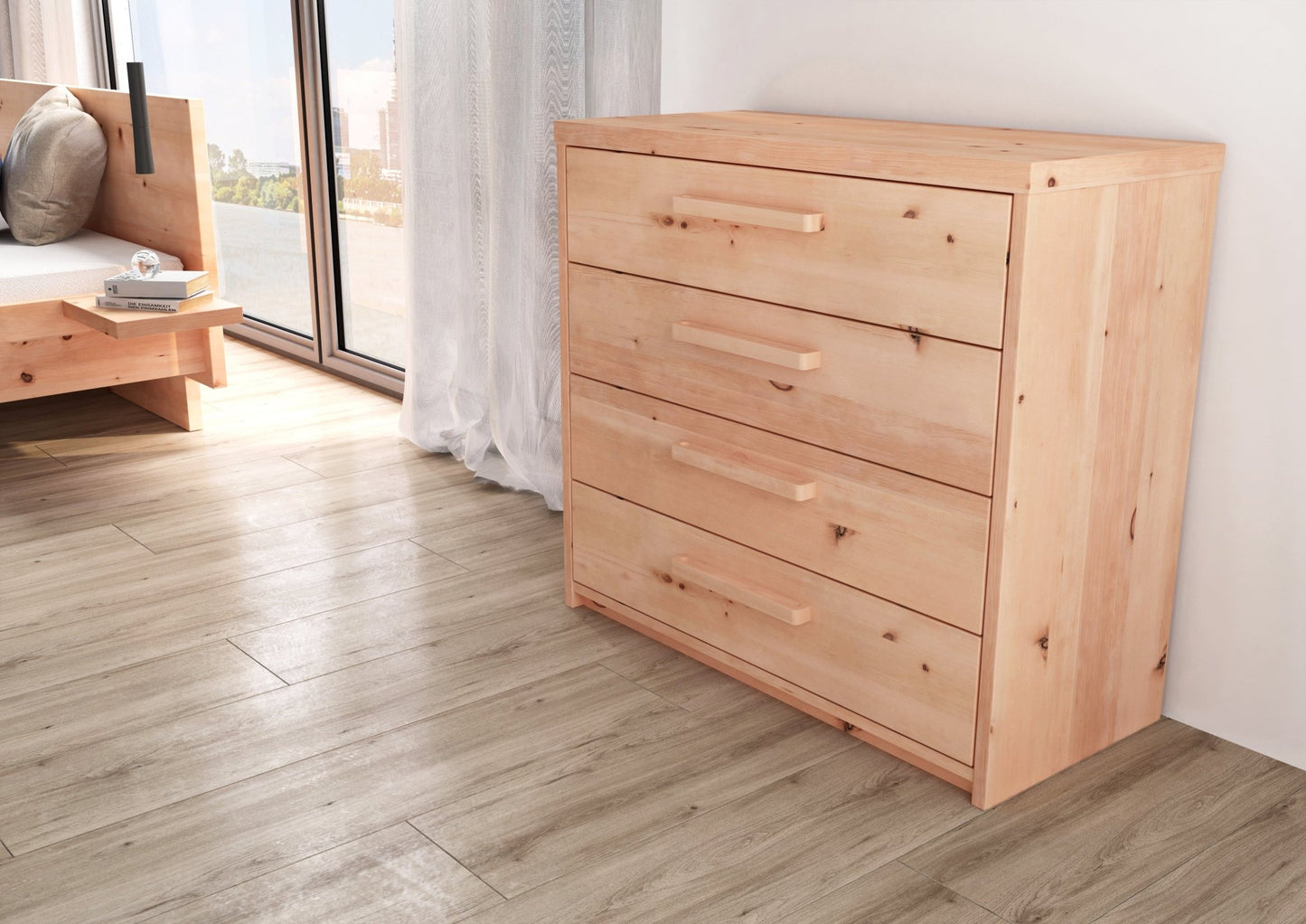 Zirbenkommode Klagenfurt mit 4 Schubladen, 100 cm breit