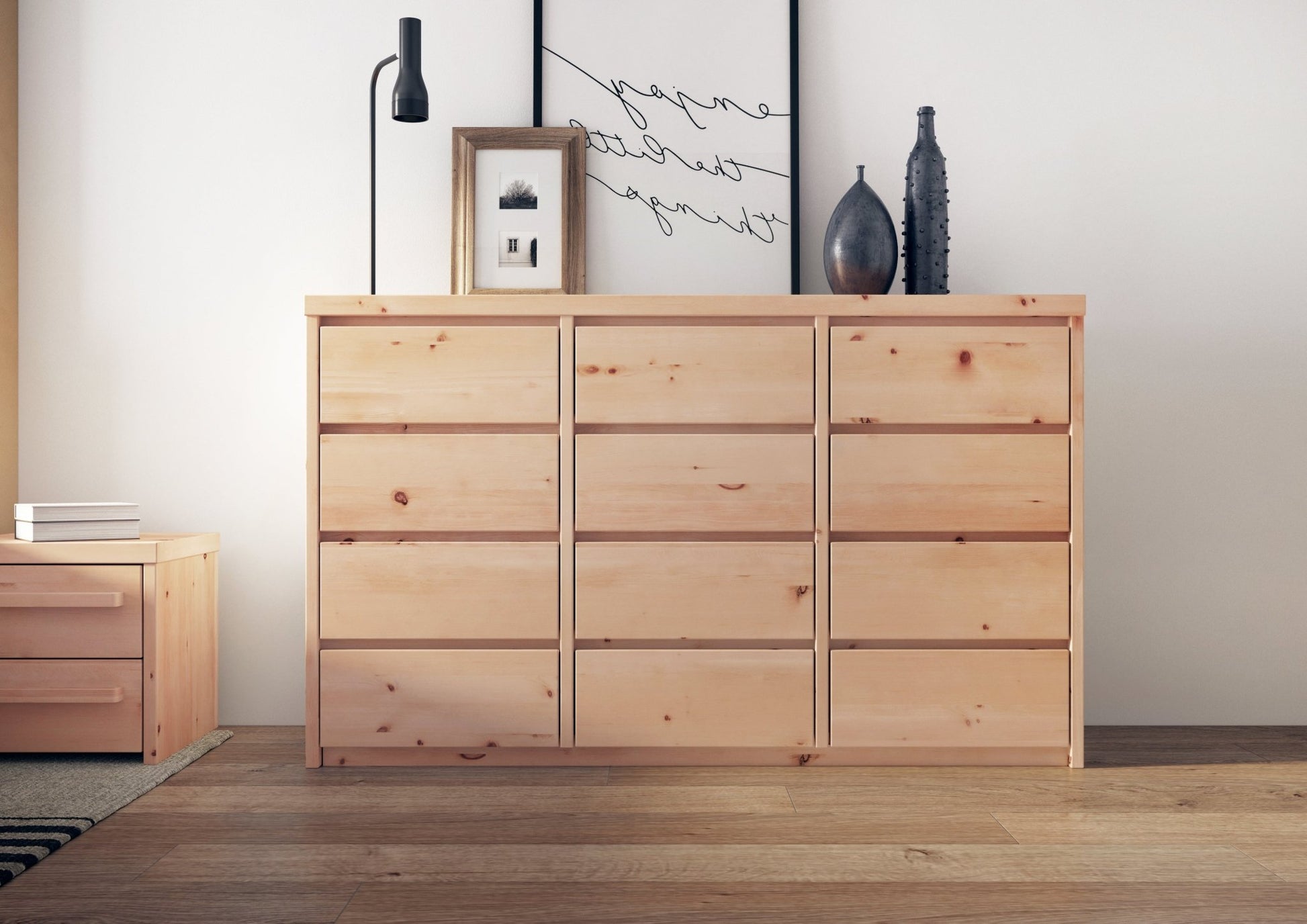 Zirbenkommode Villach mit 12 Schubladen, 150cm breit