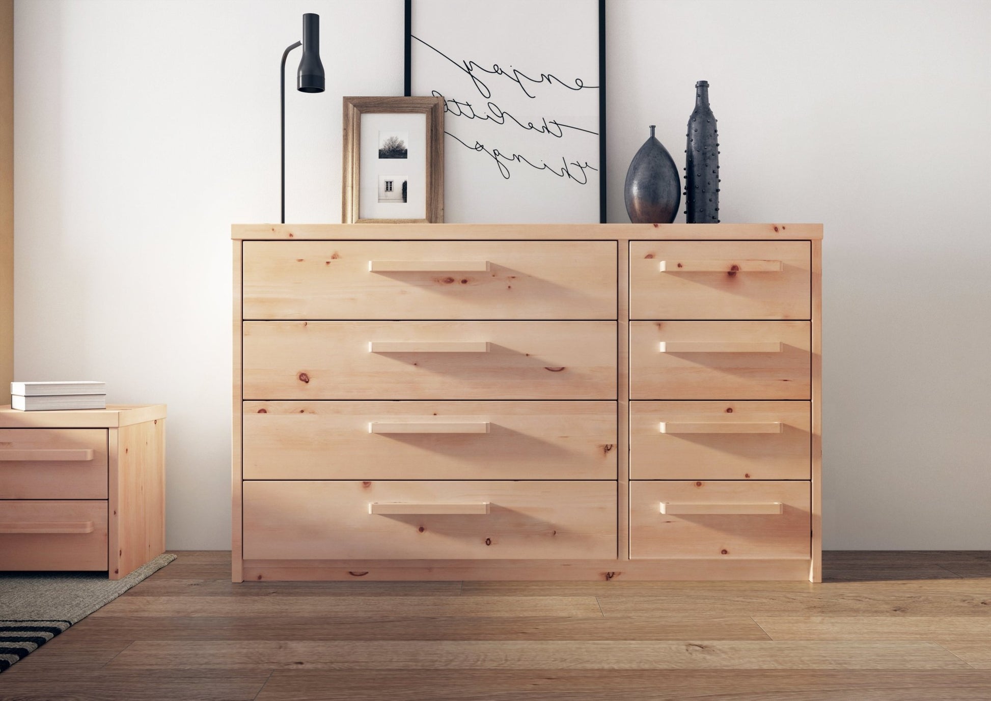 Zirbenkommode Klagenfurt mit 8 Schubladen, 150 cm breit