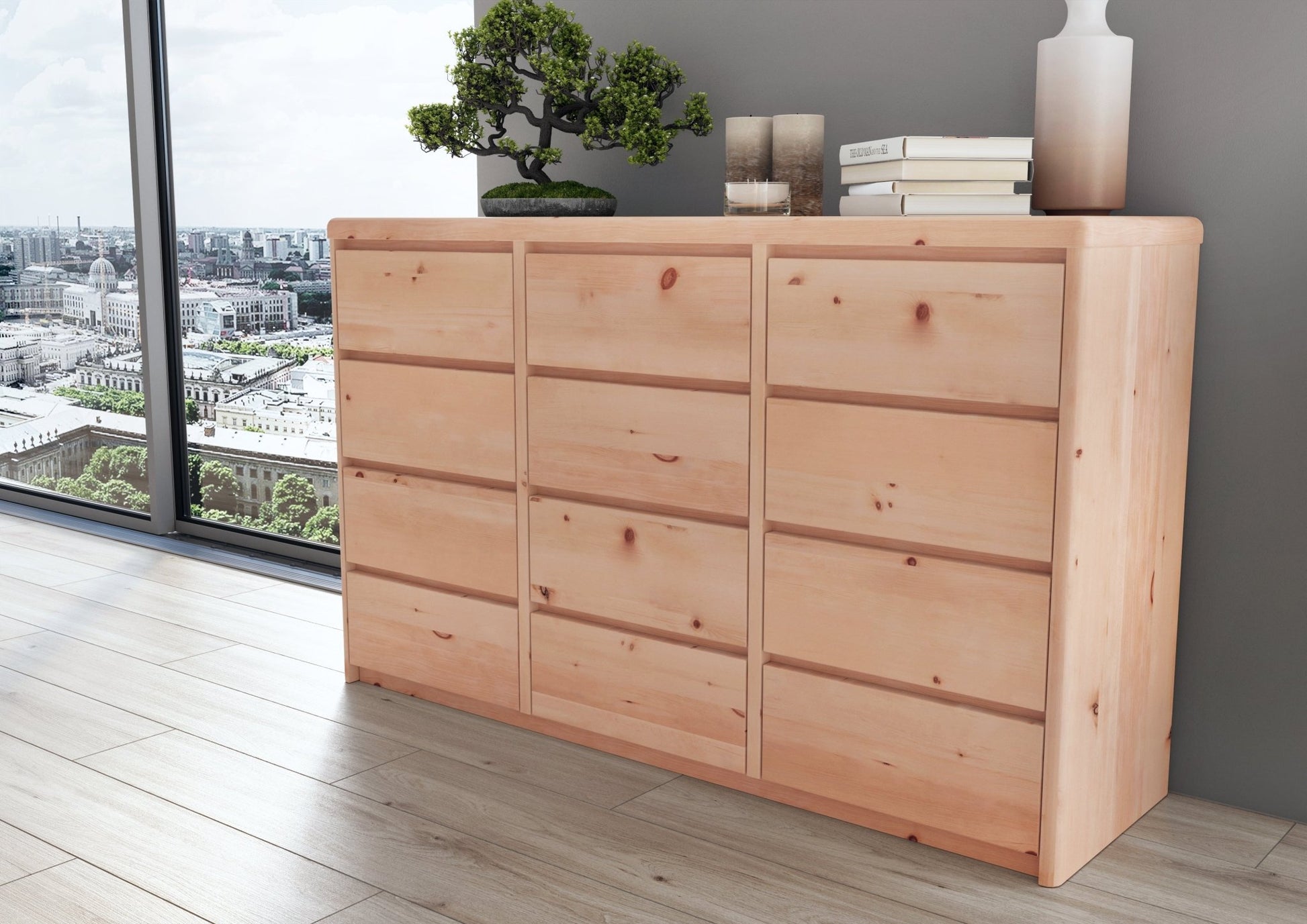 Zirbenkommode Köln 150cm 12 Schubladen. 150cm breit